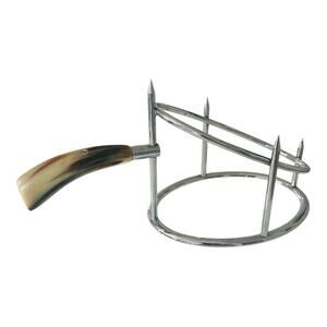Vintage Chrome Ham Stand w genuine Stag Horn handle - Prosciutto Jamon Holder